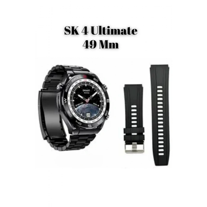 SK 4 Ultimate Amoled Ekran 49 Mm 1.62 Inch BT Call/Bildirim/NFC/GPSAkıllı Saat 2 Strap