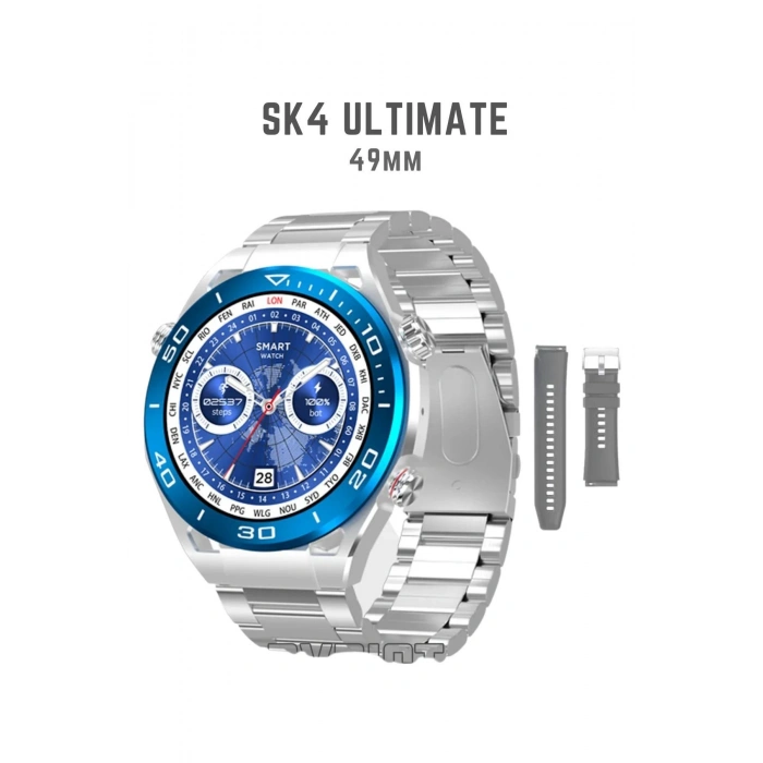 SK 4 Ultimate Amoled Ekran 49 Mm 1.62 Inch BT Call/Bildirim/NFC/GPSAkıllı Saat 2 Strap