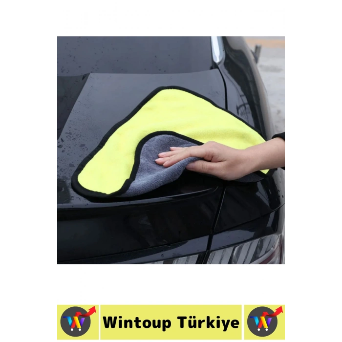 Araç İç Dış Temizleme Yüksek Emici Çift Katlı Kalın Yünlü Mikrofiber Araba Temizlik Bezi 50x70 Cm
