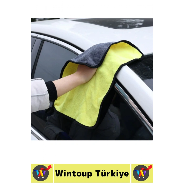 Araç İç Dış Temizleme Yüksek Emici Çift Katlı Kalın Yünlü Mikrofiber Araba Temizlik Bezi 50x70 Cm