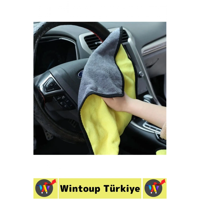 Araç İç Dış Temizleme Yüksek Emici Çift Katlı Yünlü Mikrofiber Araba Temizlik Bezi 50x70 Cm 2 Adet