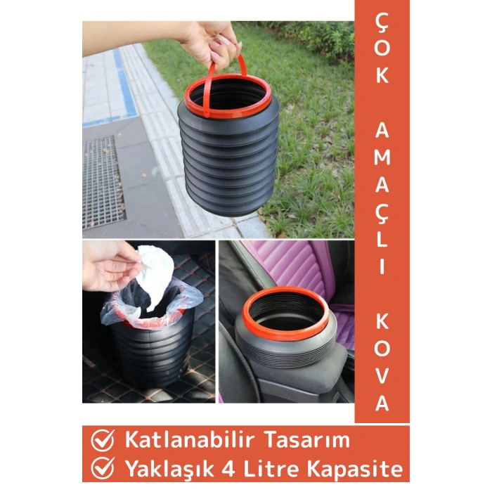 Dayanıklı Portatif Kamp Piknik Buz Kovası Oto Çöp Kovası Çok Amaçlı Taşıma Askılı Kapaksız Kova