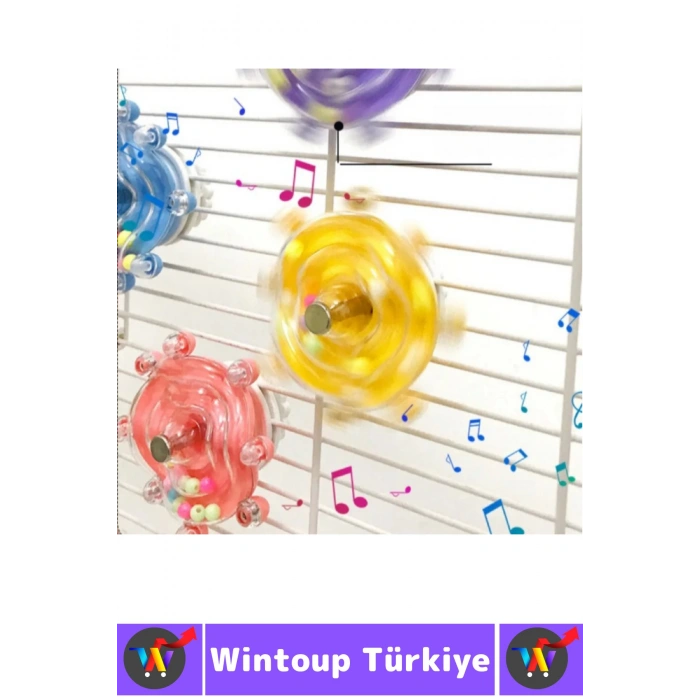 Kolay Montaj Papağan Muhabbet Kuşu Eğlenceli Zihinsel Gelişim Kuş Kafesi Çıngıraklı Çark Oyuncağı