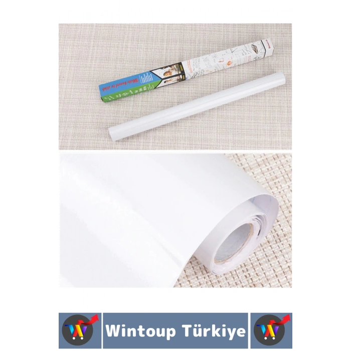 İz bırakmaz Çocuk Odası Ofis Restoran Dekorasyon Yapışkanlı Beyaz Yazı Tahtası Sticker 45 X 200 Cm