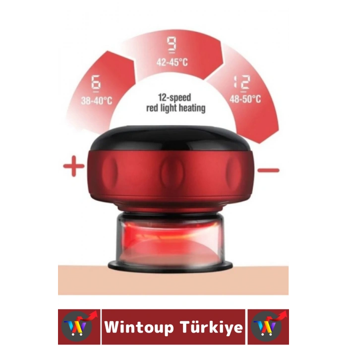 Premium Seri Taşınabilir Ev Ofis Seyahat 6 Isı/Güç Modlu LCD Ekranlı Elektronik Vakum Hacamat Aleti