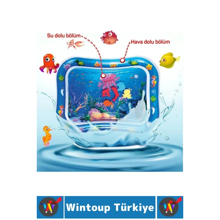 Özel Üretim BPA Free Bebek Aktivite Oyuncağı Emekleme Zamanı Yatak Minder Renkli Su Oyun Matı Mavi