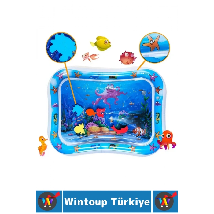 Özel Üretim BPA Free Bebek Aktivite Oyuncağı Emekleme Zamanı Yatak Minder Renkli Su Oyun Matı Mavi