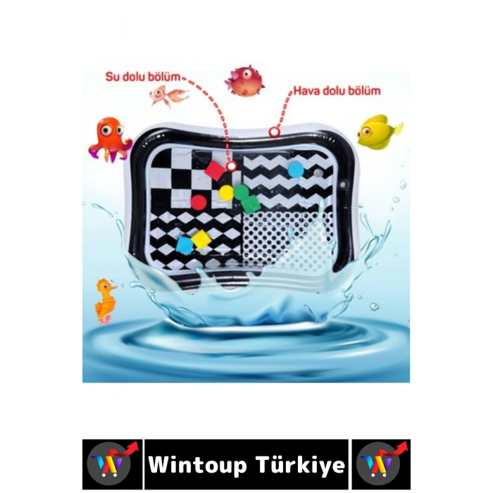 Premium BPA Free Bebek Aktivite Oyuncağı Emekleme Zamanı Yatak Minder Renkli Su Oyun Matı Siyah
