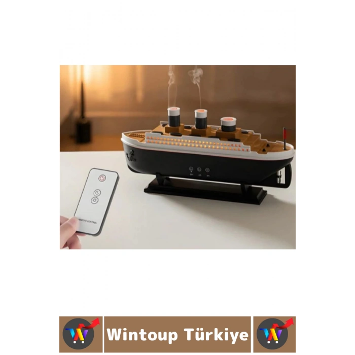 Premium RGB Aydınlatma Uzaktan Kumandalı Titanik Gemi Tasarım Gece Lambası Şık Oda Hava Nemlendirici