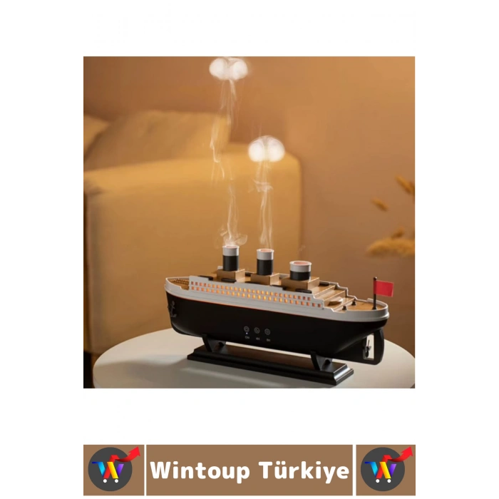 Premium RGB Aydınlatma Uzaktan Kumandalı Titanik Gemi Tasarım Gece Lambası Şık Oda Hava Nemlendirici