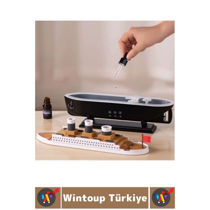 Premium RGB Aydınlatma Uzaktan Kumandalı Titanik Gemi Tasarım Gece Lambası Şık Oda Hava Nemlendirici