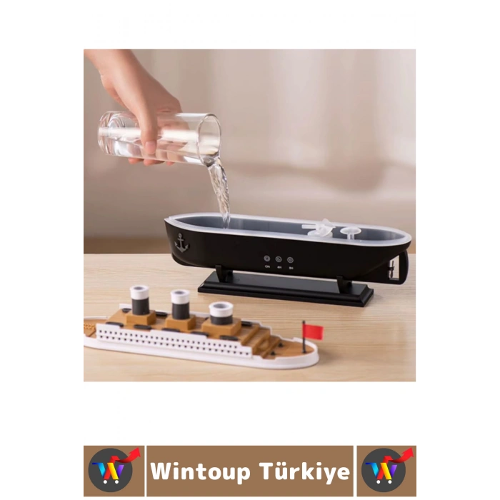 Premium RGB Aydınlatma Uzaktan Kumandalı Titanik Gemi Tasarım Gece Lambası Şık Oda Hava Nemlendirici