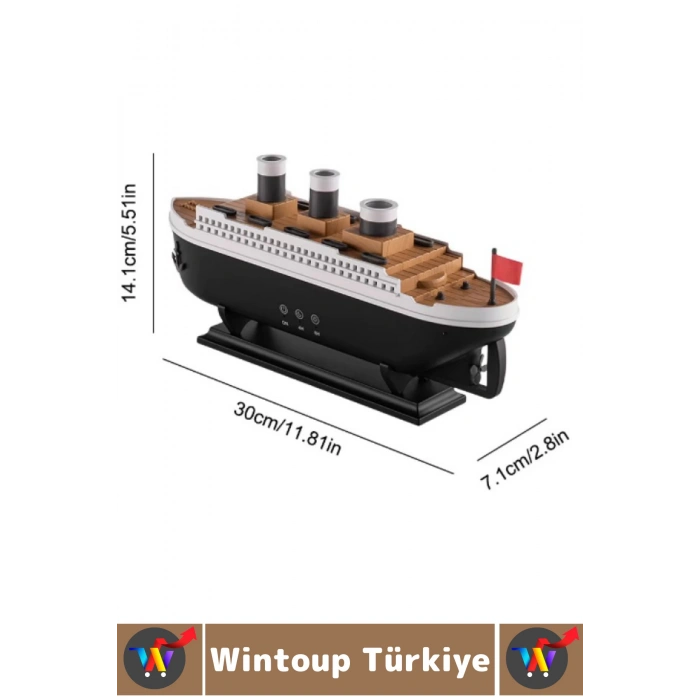 Premium RGB Aydınlatma Uzaktan Kumandalı Titanik Gemi Tasarım Gece Lambası Şık Oda Hava Nemlendirici