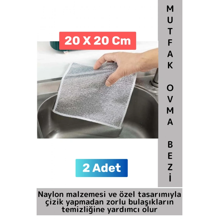 Premium Çizmez Mutfak Tezgah Fayans Yağ Kir Temizleyici Kolay Temizlenir Tencere Tava Ovma Bezi 2 Ad