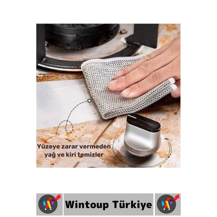 Premium Çizmez Mutfak Tezgah Fayans Yağ Kir Temizleyici Kolay Temizlenir Tencere Tava Ovma Bezi 2 Ad