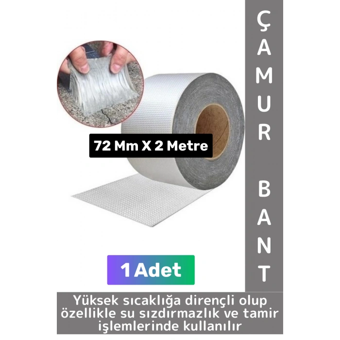 Ultra Güçlü Su Geçirmez Isıya Dayanıklı Alüminyum Folyo İzolasyon Tamirat 72 Mm X 2 Metre Çamur Bant
