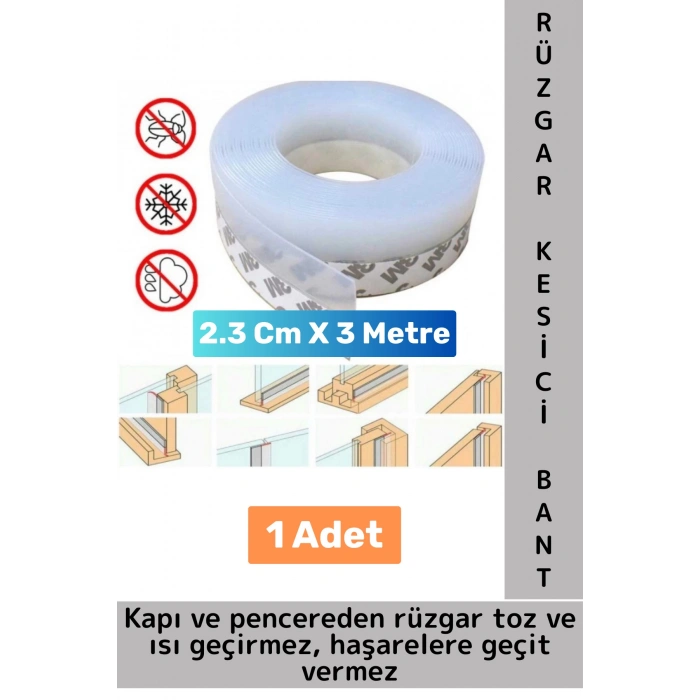 Premium Seri Kapı Altı Pencere Rüzgar Toz Isı Böcek Haşere Önleyen Rüzgar Kesici Bant 3 Metre