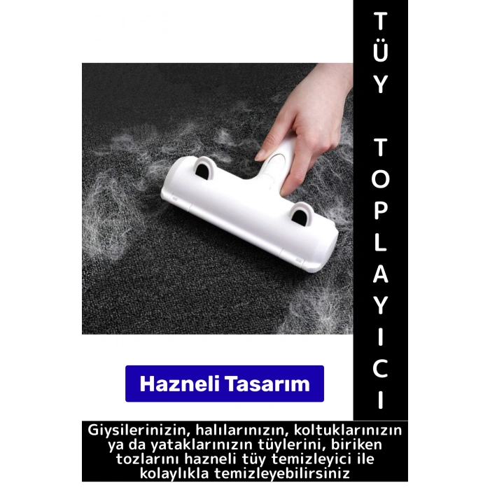 Evcil Hayvan Tüy Toz Giysi Yatak Koltuk Halı Kolay Temizlenir Hazneli Kedi Köpek Tüy Toplama Aleti