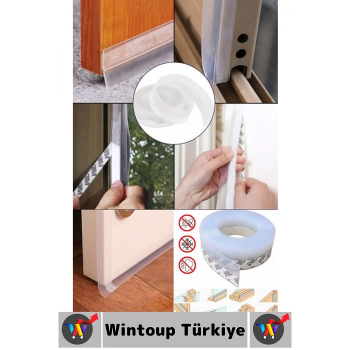 Premium Kapı Altı Pencere Rüzgar Toz Isı Böcek Haşere Önleyen Rüzgar Kesici Bant 3 Metre 10 Adet