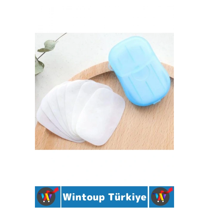 Seyahat Tipi Kamp Outdoor Okul Ofis Hafif Suda Kolay Çözünen Sabunluk Tasarımlı Kağıt Sabun 40 Adet