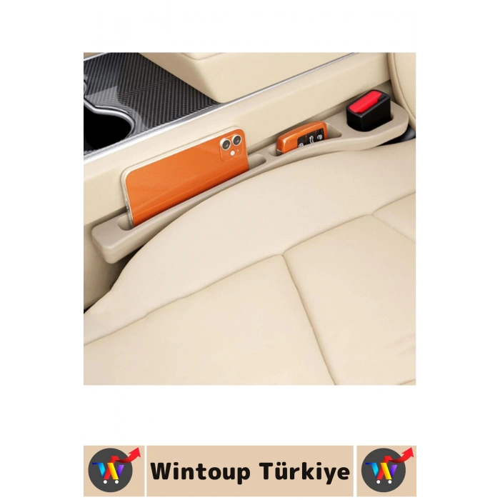 Dayanıklı Esnek Montaj Gerektirmez Telefon Anahtar Küçük Eşya Düzenleyici Araç İçi Organizer Krem