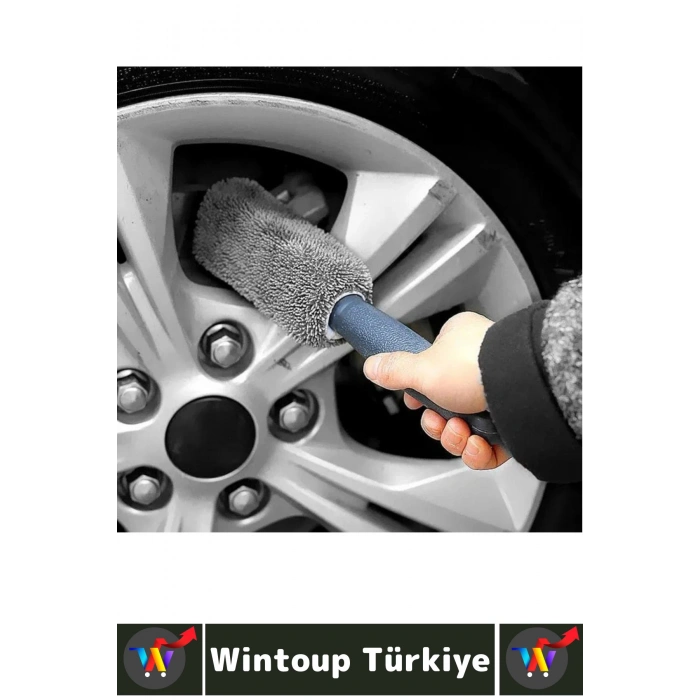 Ergonomik Yüksek Kaliteli Elastik Kolay Temizlenir Mikrofiber Otomobil Lastik Jant Temizleme Fırçası