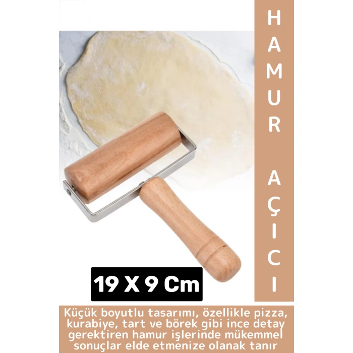 Ergonomik Kolay Tutuş Pizza Kurabiye Hamur Şekillendirici Hijyenik Doğal Ahşap Hamur Açma Rulosu