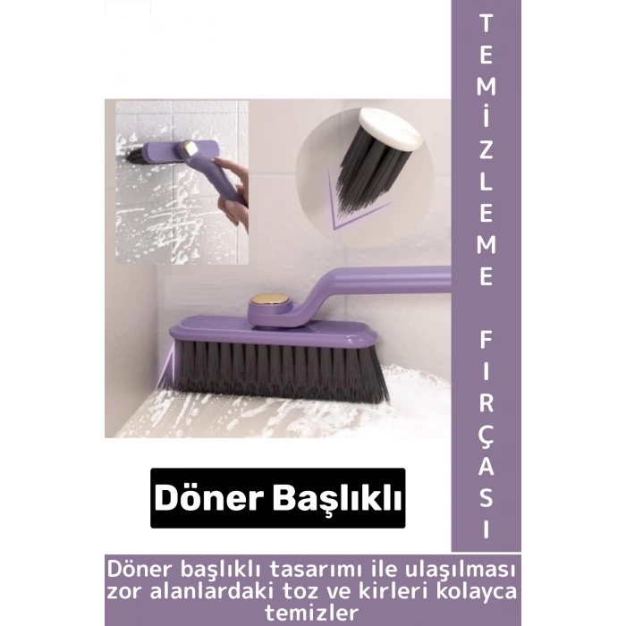 Ergonomik Zemin Derz Köşe Mutfak Banyo Zor Nokta Toz Kir Döner Başlıklı Cımbızlı Temizlik Fırçası