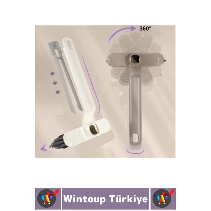 Ergonomik Zemin Derz Köşe Mutfak Banyo Zor Nokta Toz Kir Döner Başlıklı Cımbızlı Temizlik Fırçası