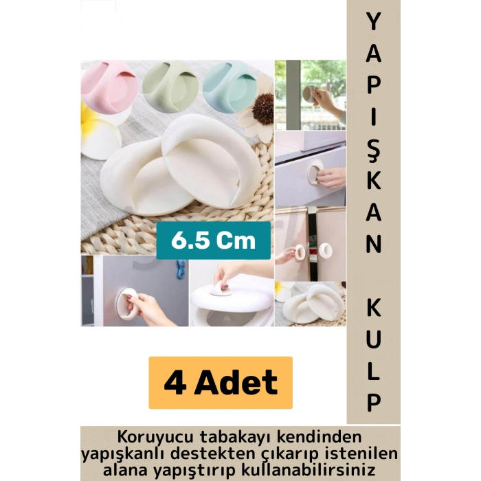 Premium Pencere Dolap Çekmece Fayans Ahşap Çok Amaçlı Kendinden Yapışkanlı Pratik Kulp Tutacak 4 Adt