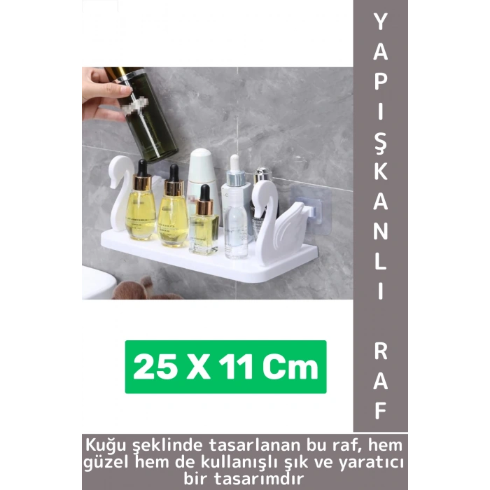 Yüksek Kaliteli Plastik Mutfak Banyo Takı Organizer Çok Şık Kuğu Tasarımlı Kendinden Yapışkanlı Raf