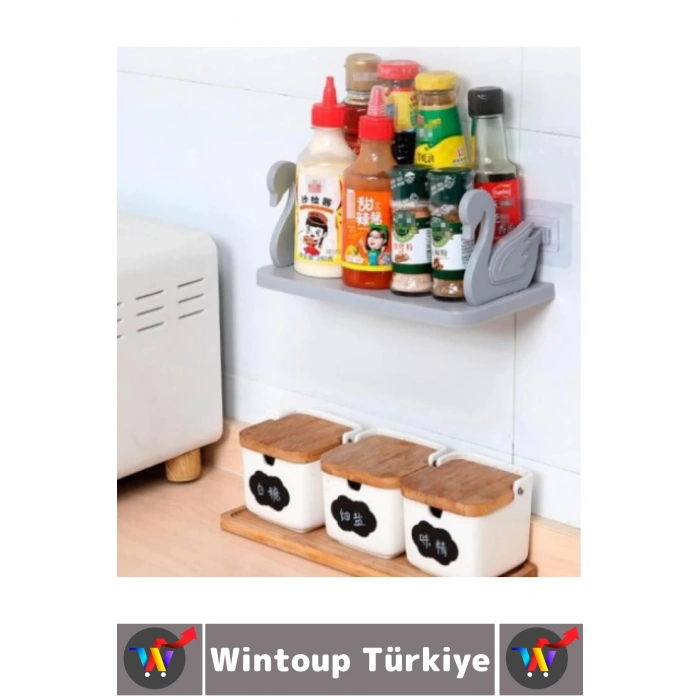 Yüksek Kaliteli Plastik Mutfak Banyo Takı Organizer Çok Şık Kuğu Tasarımlı Kendinden Yapışkanlı Raf