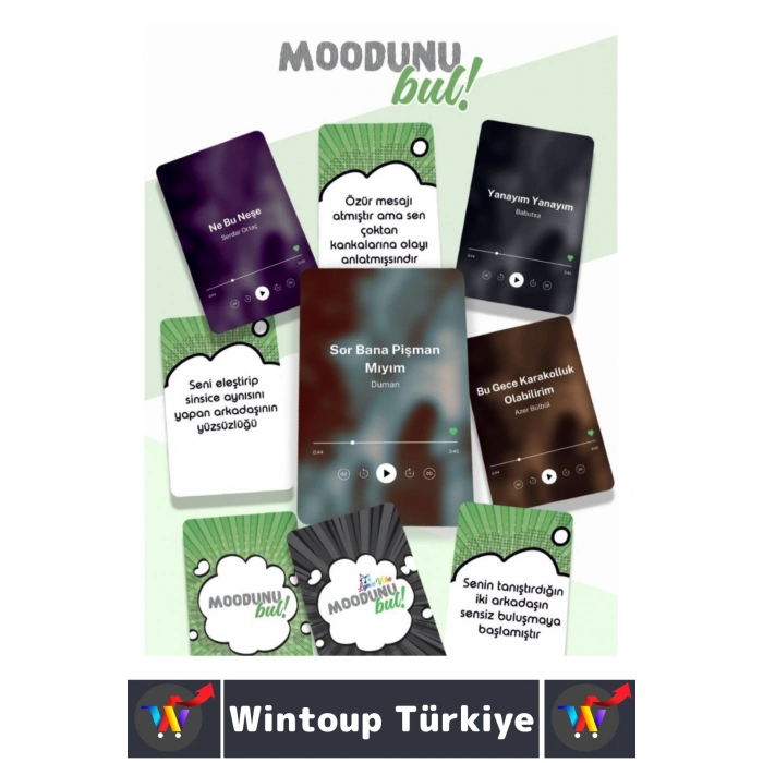 Eğlenceli Genç Yetişkin Arkadaş Müzik Oyunu Moodunu Bul-Lyric Vibe Oyun Kartları 150 Kart