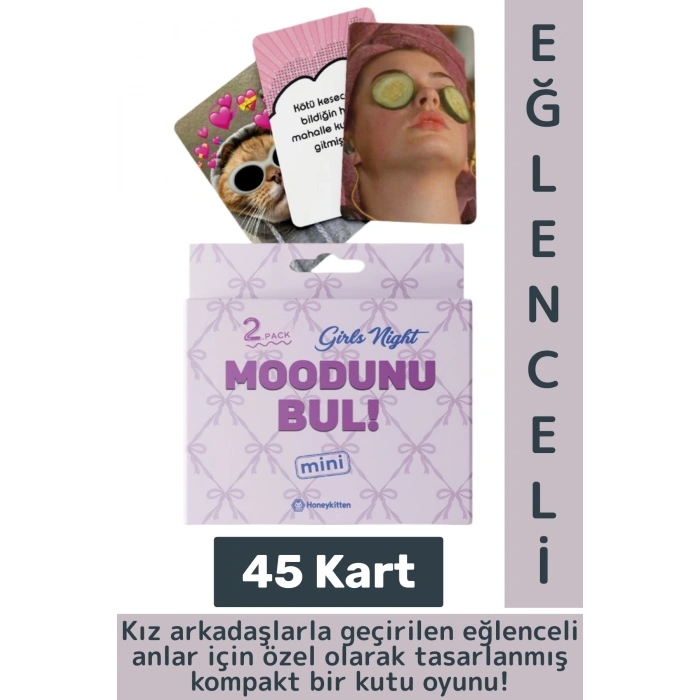 Eğlenceli Genç Yetişkin Arkadaş Yılbaşı Komik Moodunu Bul Mini-Girls Night Oyun Kartları 45 Kart
