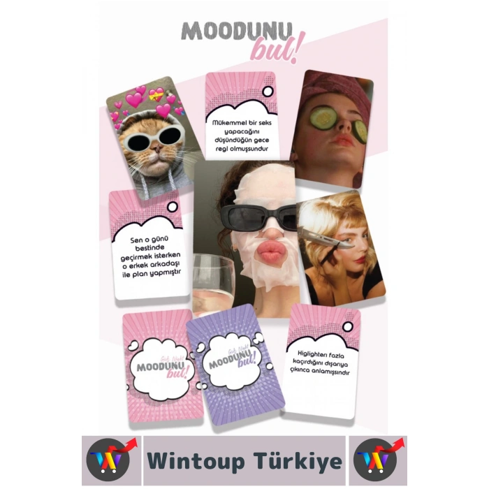 Eğlenceli Genç Yetişkin Arkadaş Yılbaşı Komik Moodunu Bul Mini-Girls Night Oyun Kartları 45 Kart