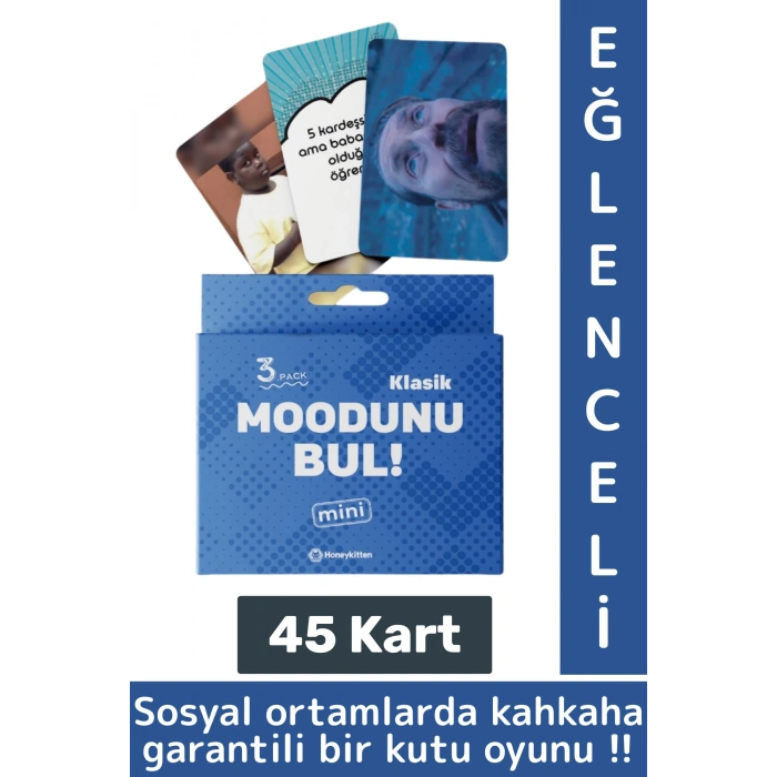 Eğlenceli Genç Yetişkin Arkadaş Yılbaşı Özel Gün Moodunu Bul Mini-Klasik Oyun Kartları 45 Kart