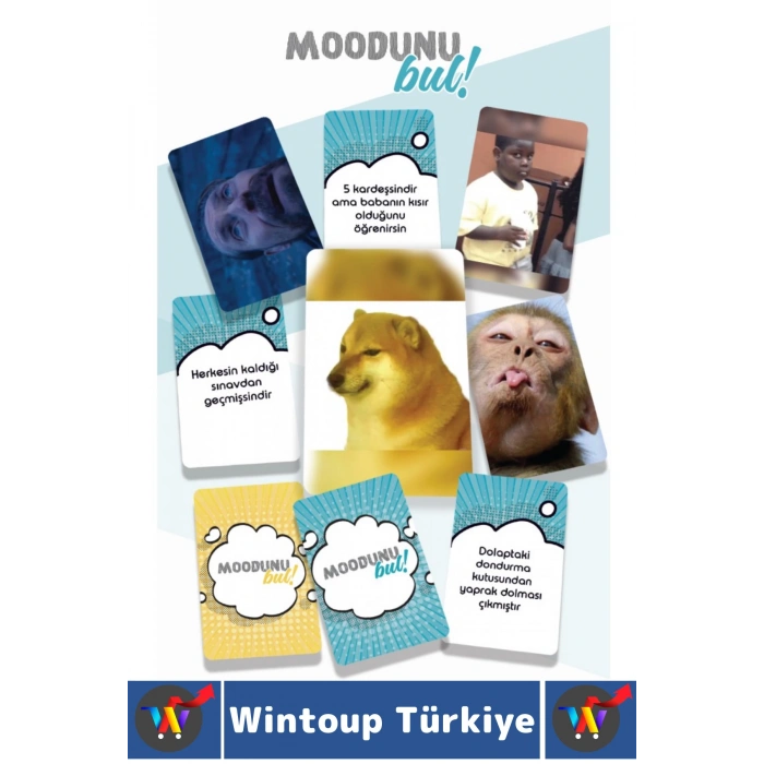 Eğlenceli Genç Yetişkin Arkadaş Yılbaşı Özel Gün Moodunu Bul Mini-Klasik Oyun Kartları 45 Kart