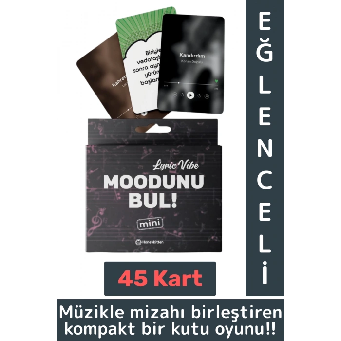 Eğlenceli Genç Yetişkin Arkadaş Müzik Oyunu Moodunu Bul Mini-Lyric Vibe Oyun Kartları 45 Kart