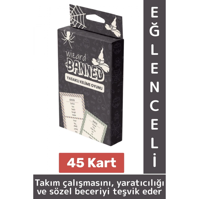 Eğlenceli Aile Arkadaş Okul Sosyalleşme Yaratıcılık Sözel Beceri Gelişimi Oyun Banned-Wizard 45 Kart