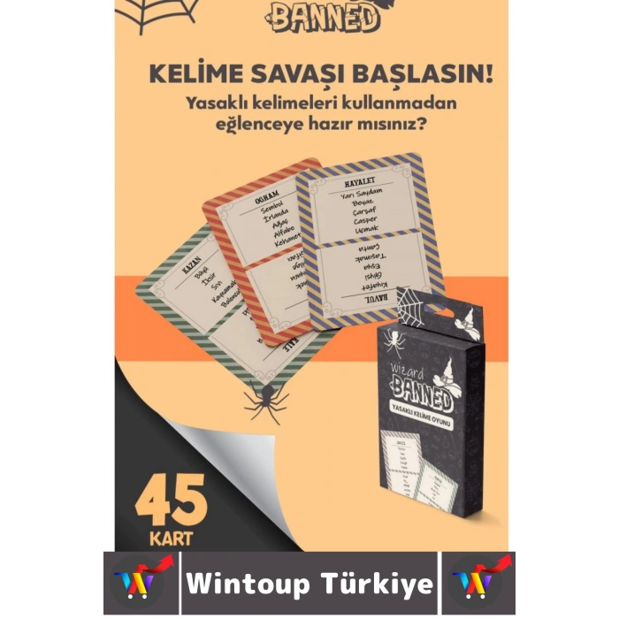 Eğlenceli Aile Arkadaş Okul Sosyalleşme Yaratıcılık Sözel Beceri Gelişimi Oyun Banned-Wizard 45 Kart