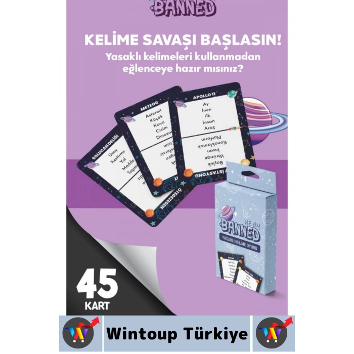 Eğlenceli Aile Arkadaş Okul Sosyalleşme Yaratıcılık Sözel Beceri Gelişimi Oyun Banned-Uzay 45 Kart