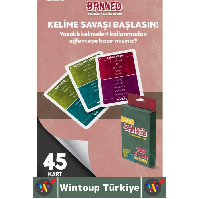 Eğlenceli Aile Arkadaş Okul Sosyalleşme Yaratıcılık Sözel Beceri Gelişimi Oyun Banned-Klasik 45 Kart