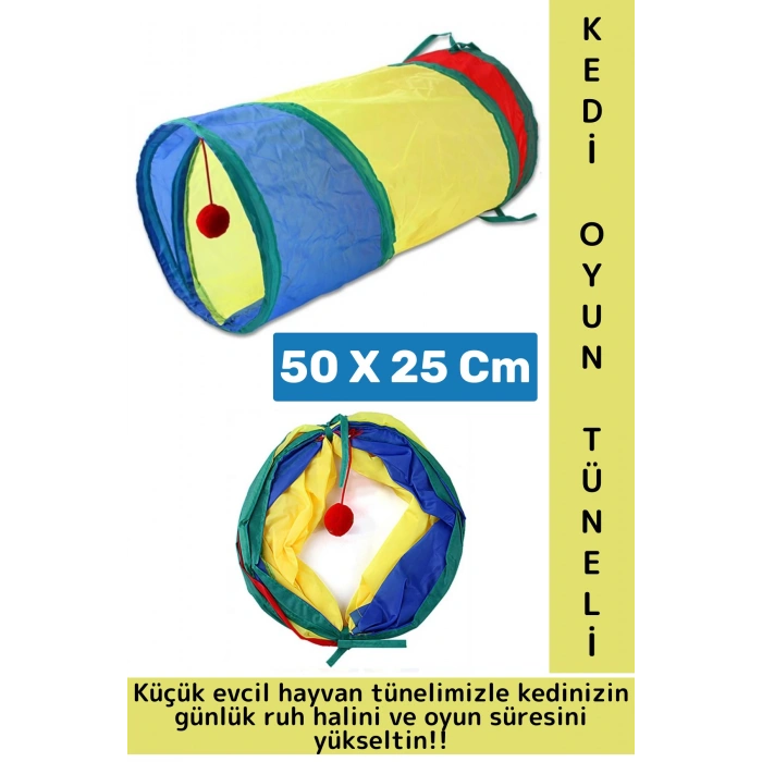 Kedi Köpek Küçük Irk Eğlenceli Oyuncak Sağlıklı Kokusuz Bağımsız Oyun Evcil Hayvan Tüneli 50 X 25 Cm
