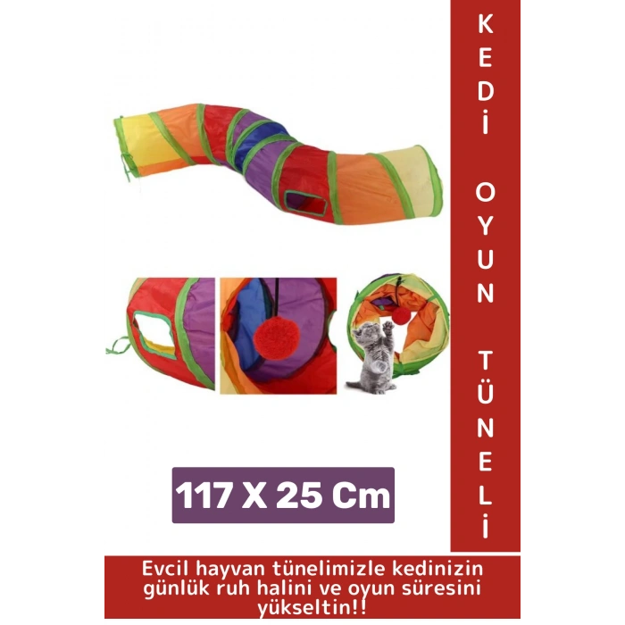 Premium Kedi Köpek Eğlenceli Oyuncak Sağlıklı Kokusuz Bağımsız Oyun Evcil Hayvan Tüneli 115 X 25 Cm