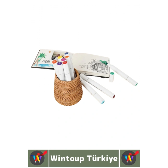 Yüksek Kaliteli Okul Hobi Sanat Çizim Canlı Renkli Çift Taraflı Marker Kutulu Boya Kalemi 12 Parça