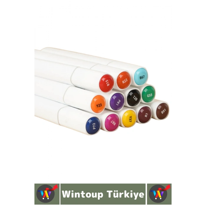 Yüksek Kaliteli Okul Hobi Sanat Çizim Canlı Renkli Çift Taraflı Marker Kutulu Boya Kalemi 12 Parça