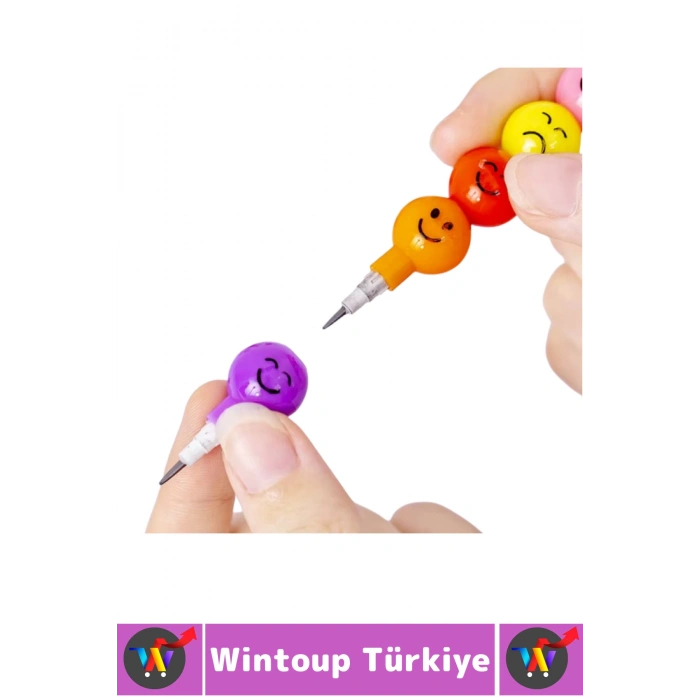 Eğlenceli Çocuk İlgi Çekici Okul Değiştirilebilir Uçlu Sevimli Emojili Yumurtlayan Kalem 4 Adet