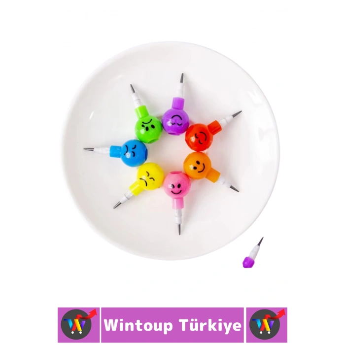 Eğlenceli Çocuk İlgi Çekici Okul Değiştirilebilir Uçlu Sevimli Emojili Yumurtlayan Kalem 4 Adet