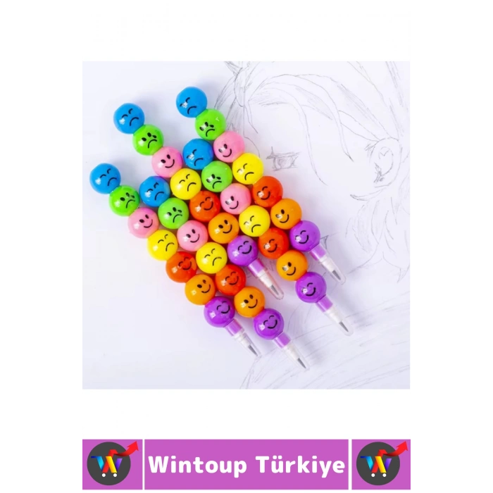 Eğlenceli Çocuk İlgi Çekici Okul Değiştirilebilir Uçlu Sevimli Emojili Yumurtlayan Kalem 4 Adet