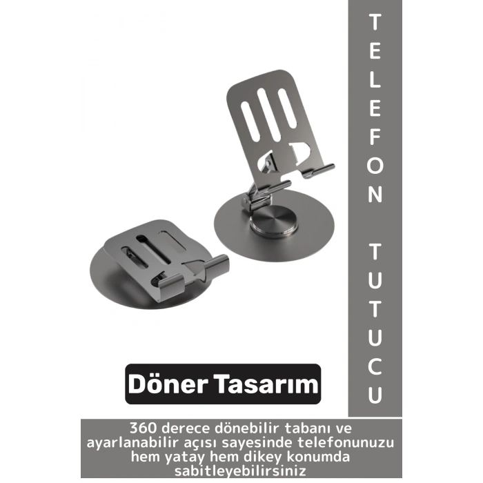 Dayanıklı Kaymaz Dik Yatay Kullanım 360 Derece Dönebilir Katlanabilir Masaüstü Tablet Telefon Tutucu